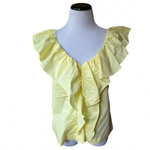 NWT Marc New York Yellow Lemon Meringue Ruffle Front/Back Sleeveless Top. Size M - Picture 1 of 10